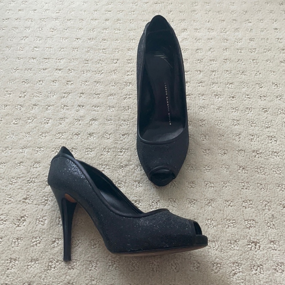 Giuseppe Zanotti black glitter heels